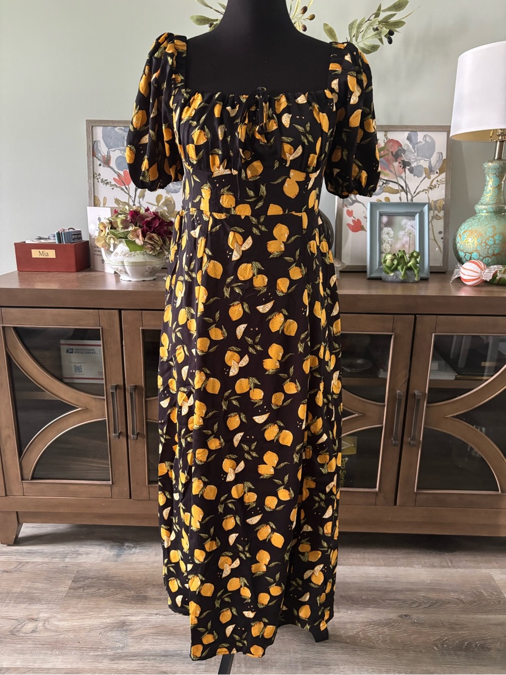 Cider Black and Yellow Lemon Dress Med NWT - Picture 3 of 10